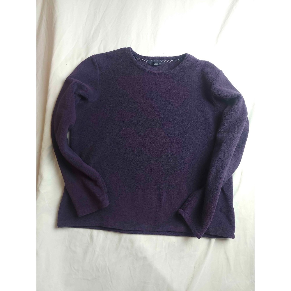 Lands' End Sweater Womens Small 6-8 Purple Fleece Crew Neck Pullover Long Sleeve